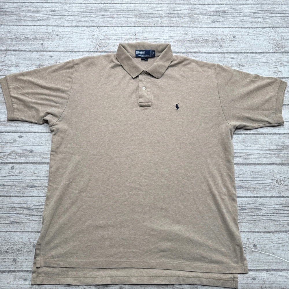 Polo Ralph Lauren Shirt Mens Large Brown Short Sleeve Cotton Athletic Sportswear